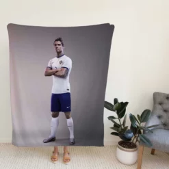 Cristiano Ronaldo in Portugal White Jursey Fleece Blanket