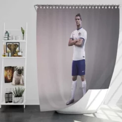 Cristiano Ronaldo in Portugal White Jursey Shower Curtain