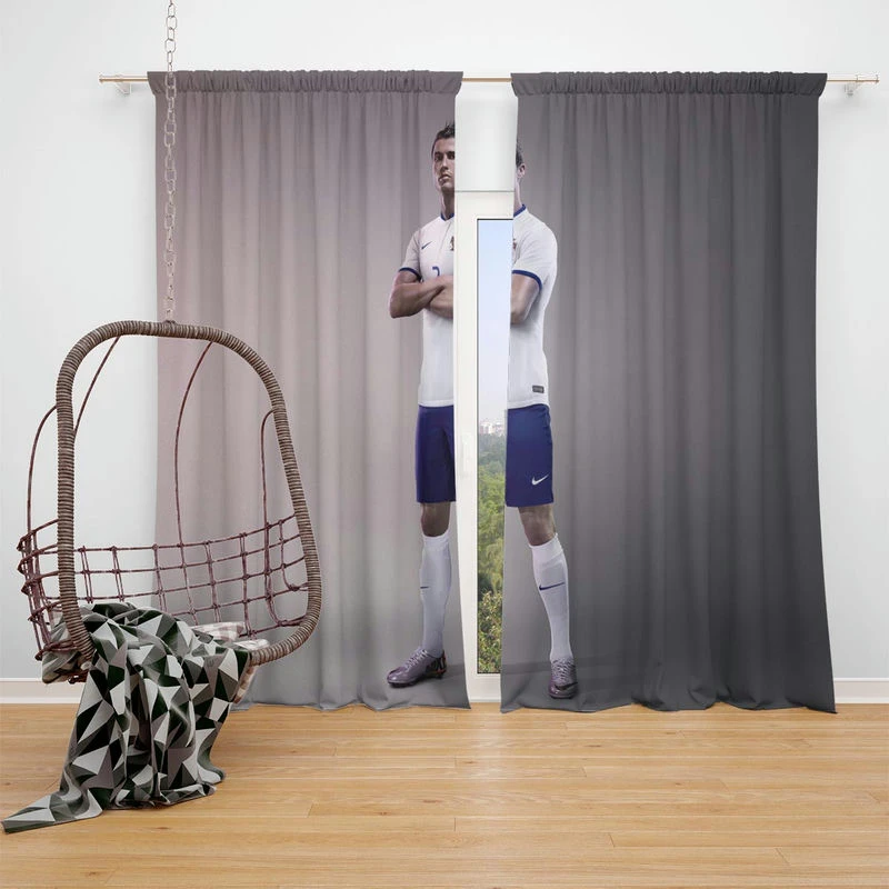 Cristiano Ronaldo in Portugal White Jursey Window Curtain