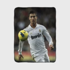 Cristiano Ronaldo in Real Madrid White Jersey Fleece Blanket 1