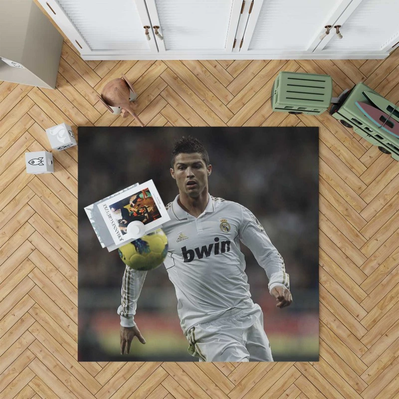 Cristiano Ronaldo in Real Madrid White Jersey Rug