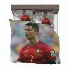 Cristiano Ronaldo in Striped Portugal Jersey Bedding Set 1