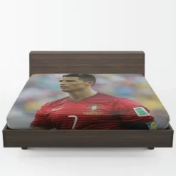 Cristiano Ronaldo in Striped Portugal Jersey Fitted Sheet 1