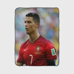 Cristiano Ronaldo in Striped Portugal Jersey Fleece Blanket 1