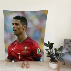 Cristiano Ronaldo in Striped Portugal Jersey Fleece Blanket