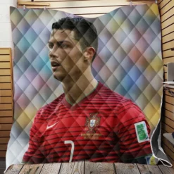 Cristiano Ronaldo in Striped Portugal Jersey Quilt Blanket