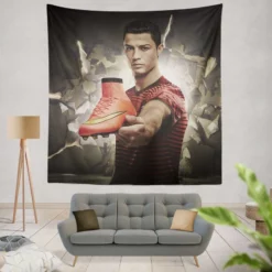 Cristiano Ronaldo sportive Football Player Tapestry