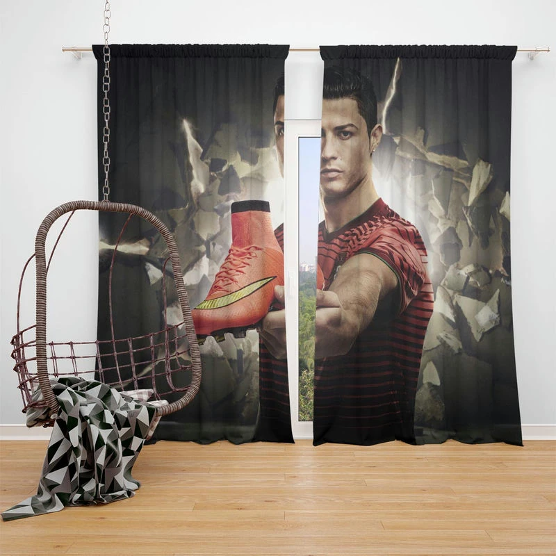 Cristiano Ronaldo sportive Football Player Window Curtain