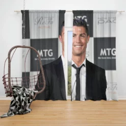 Cristiano Ronaldo spright Football Player Window Curtain