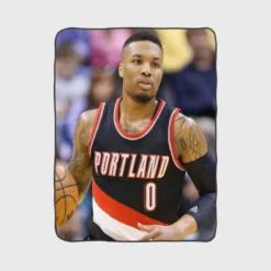 Damian Lillard Powerful NBA Basketball Player Fleece Blanket 1