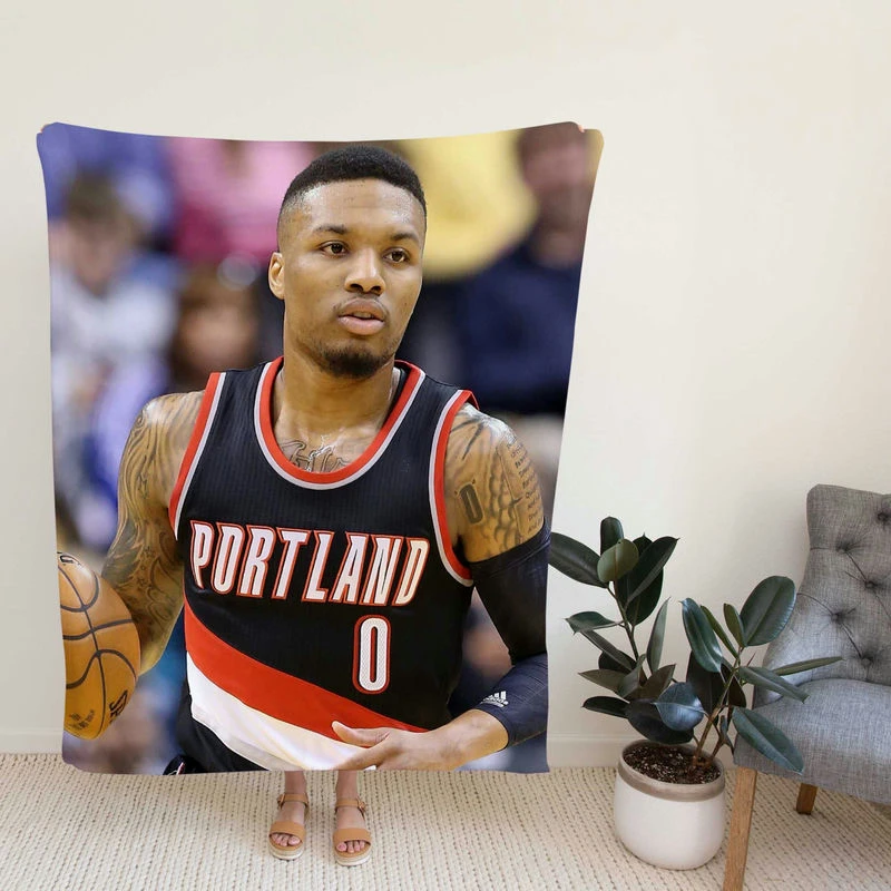 Damian Lillard Powerful NBA Basketball Player Fleece Blanket