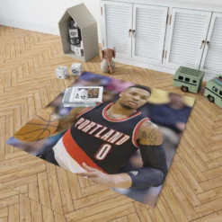 Damian Lillard Powerful NBA Basketball Player Rug 1