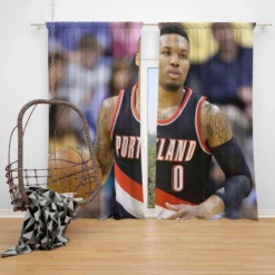 Damian Lillard Powerful NBA Basketball Player Window Curtain