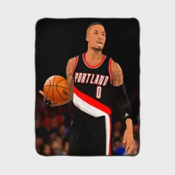 Damian Lillard Top Ranked NBA Basketball Player Fleece Blanket 1