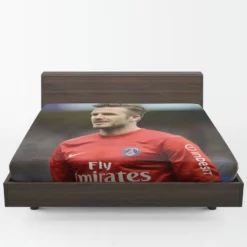 David Beckham Active Player in Red Jersey Fitted Sheet 1