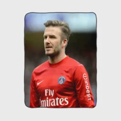 David Beckham Active Player in Red Jersey Fleece Blanket 1