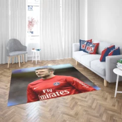 David Beckham Active Player in Red Jersey Rug 2