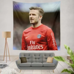 David Beckham Active Player in Red Jersey Tapestry