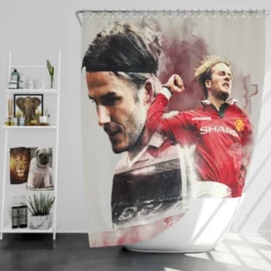 David Beckham Manchester United Football Player Shower Curtain