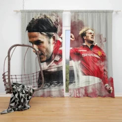 David Beckham Manchester United Football Player Window Curtain