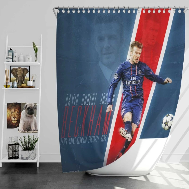 David Beckham Premier League Player Shower Curtain