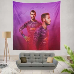 David de Gea Energetic Goalkeeping Football Player Tapestry