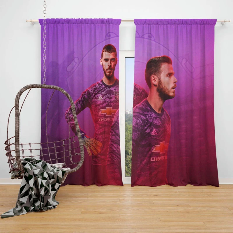 David de Gea Energetic Goalkeeping Football Player Window Curtain