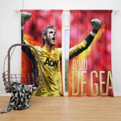David de Gea Powerfull Spanish Football Player Window Curtain