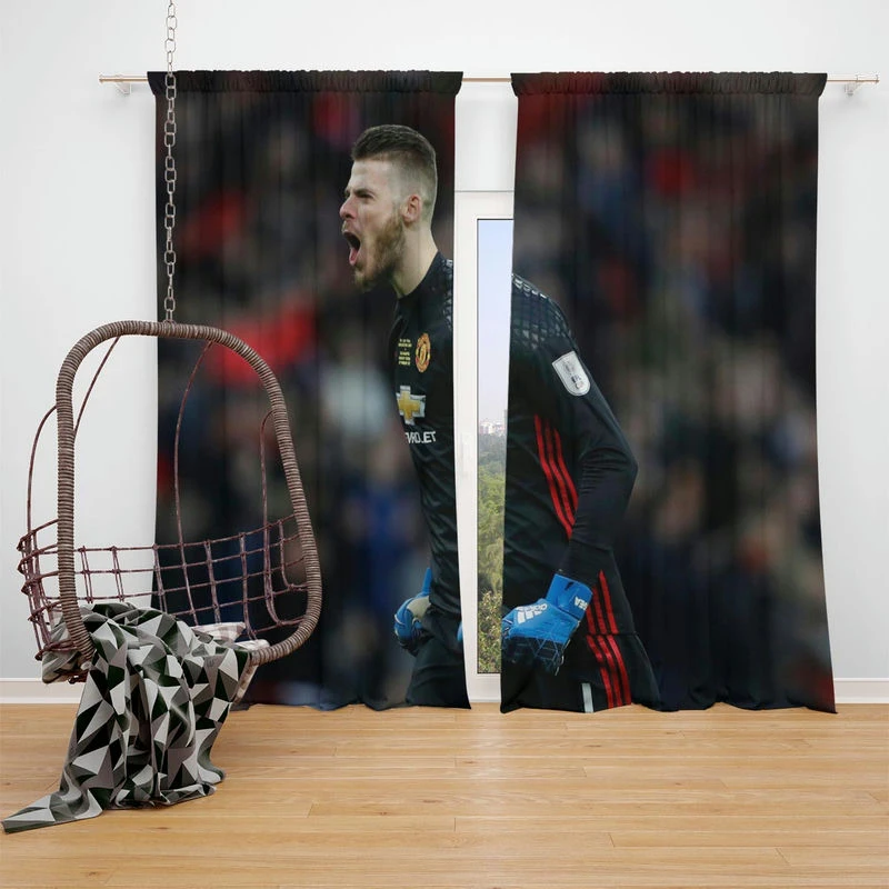 David de Gea in Black Jersey Window Curtain