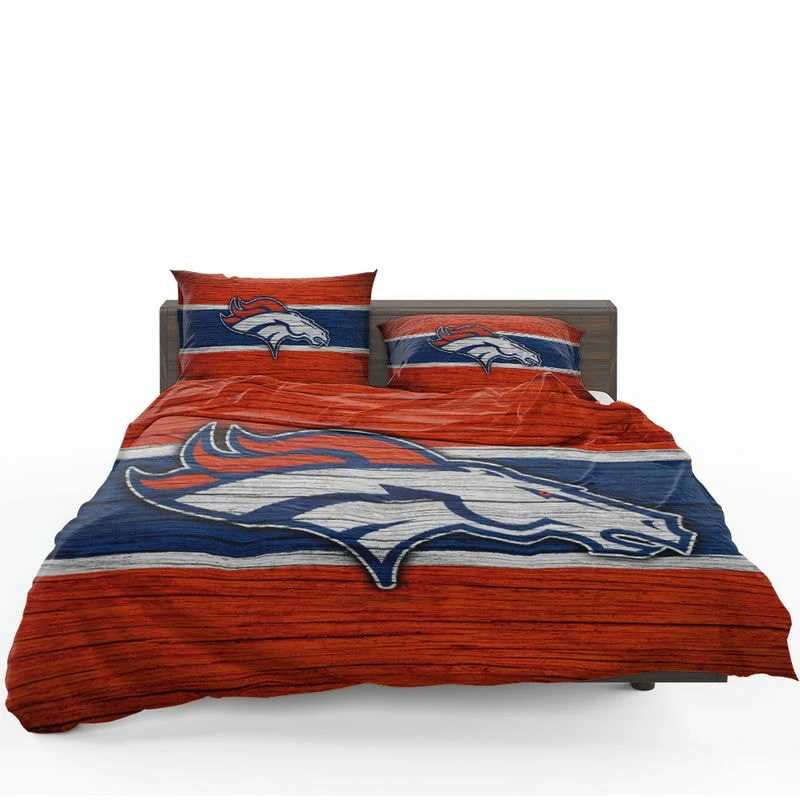 Denver Broncos NFL Wood Design Logo Bedding Set