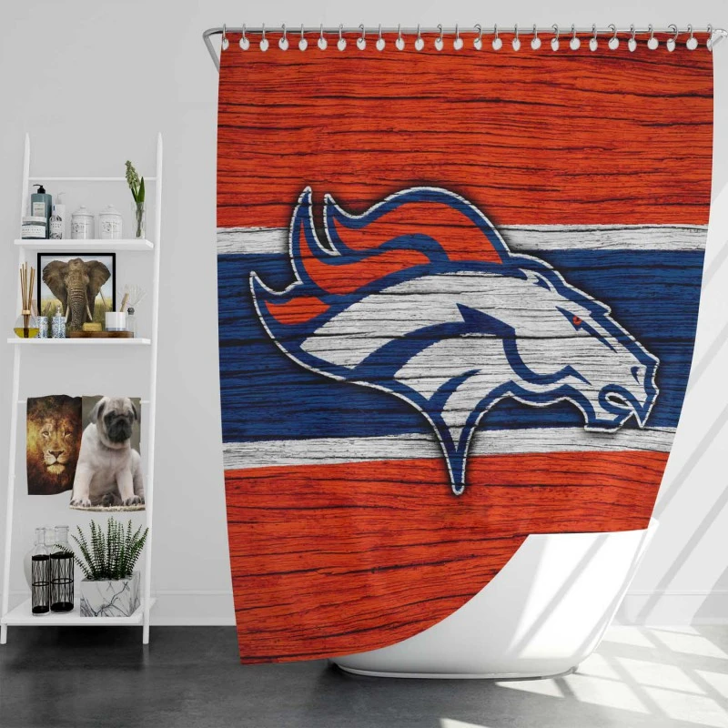 Denver Broncos NFL Wood Design Logo Shower Curtain