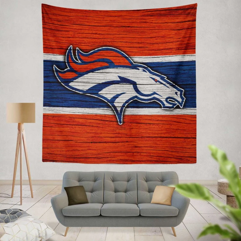 Denver Broncos NFL Wood Design Logo Tapestry