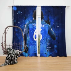 Determined Footballer Player Paul Pogba Window Curtain