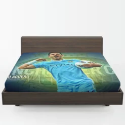 Determined Footballer Player Sergio Aguero Fitted Sheet 1