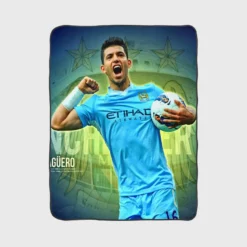 Determined Footballer Player Sergio Aguero Fleece Blanket 1