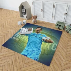 Determined Footballer Player Sergio Aguero Rug 1