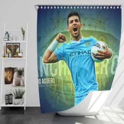 Determined Footballer Player Sergio Aguero Shower Curtain