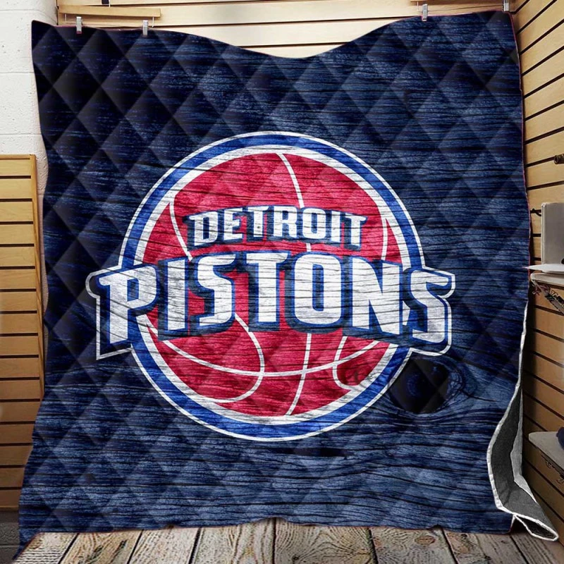 Detroit Pistons Powerful NBA Basketball Club Quilt Blanket