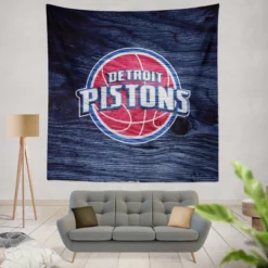 Detroit Pistons Powerful NBA Basketball Club Tapestry