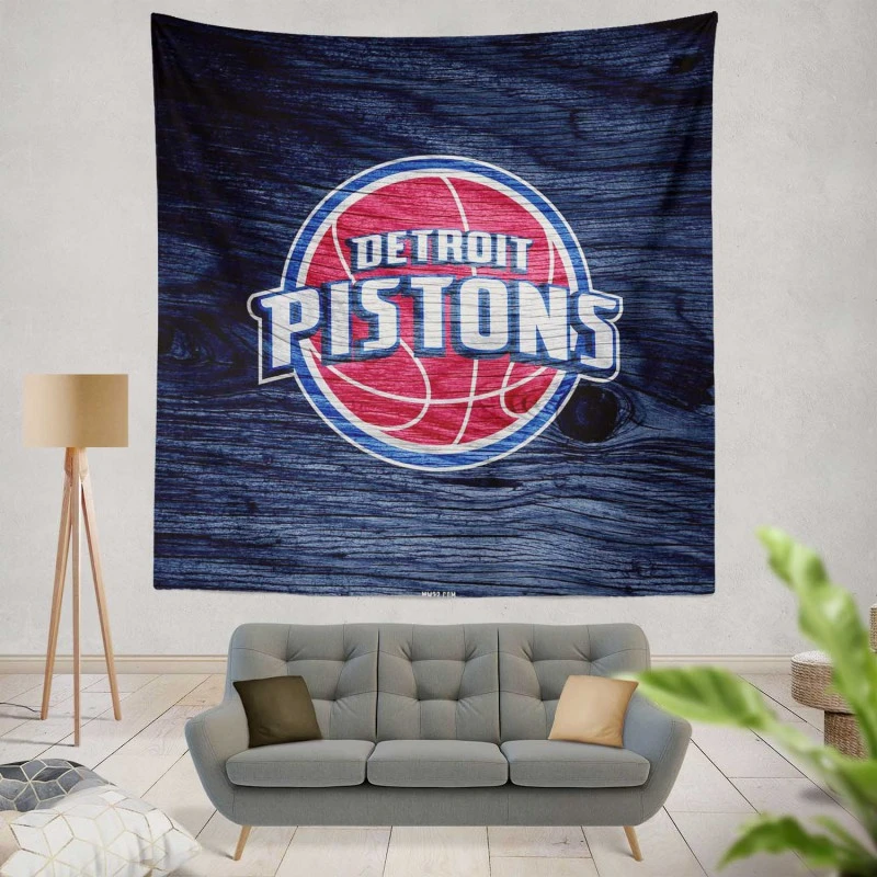 Detroit Pistons Powerful NBA Basketball Club Tapestry