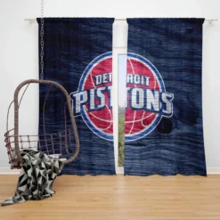 Detroit Pistons Powerful NBA Basketball Club Window Curtain
