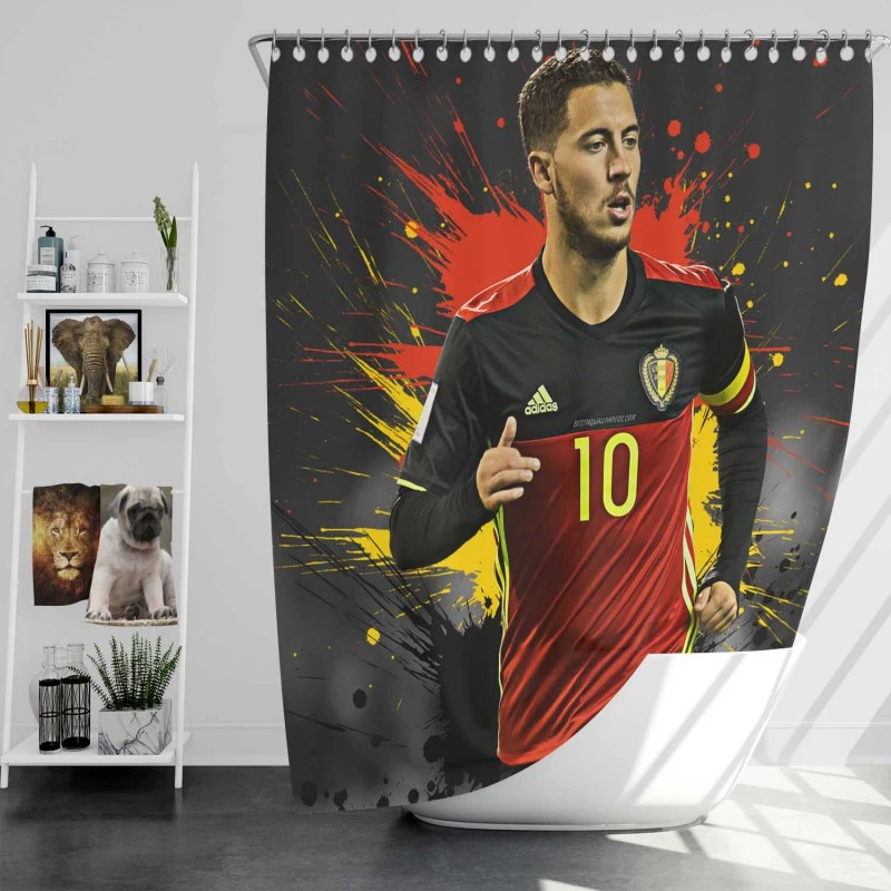 Eden Hazard Awarded Belgium Soccer Player Shower Curtain