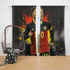 Eden Hazard Awarded Belgium Soccer Player Window Curtain