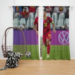Eden Hazard Classic Soccer Player Window Curtain