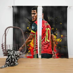 Eden Hazard Top Ranked Football Player Window Curtain