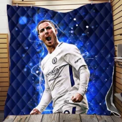 Eden Hazard in Chelsea White Jersey Quilt Blanket