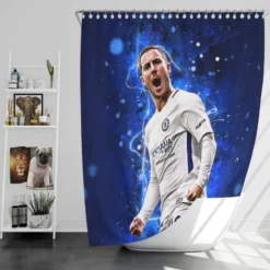 Eden Hazard in Chelsea White Jersey Shower Curtain