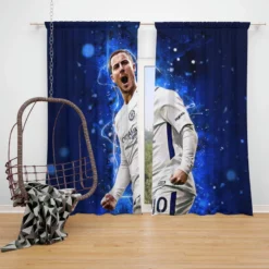 Eden Hazard in Chelsea White Jersey Window Curtain