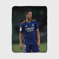 Eden Hazard in Real Madrid Blue Jersey Fleece Blanket 1