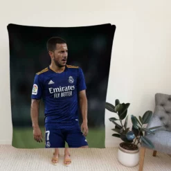Eden Hazard in Real Madrid Blue Jersey Fleece Blanket